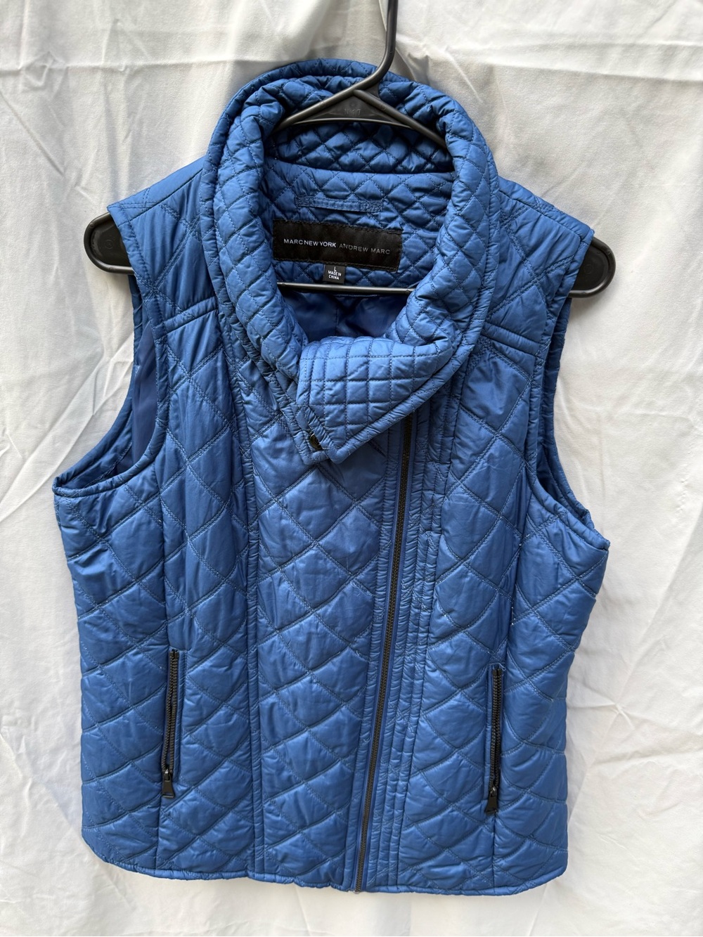 Marc New York Quilted Blue Asymetric Sleeveless Vest